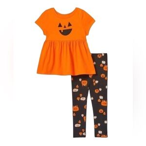 CAT & JACK 2 PC PUMPKIN TUTU TOP SET - BLACK/ORANGE SIZE 4T (NEW WITH TAGS)